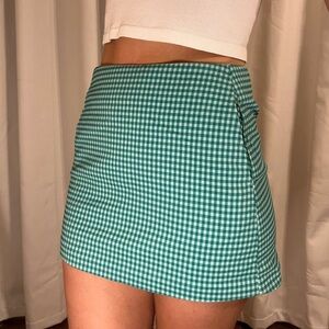 Urban Outfitters Teal Gingham Print Mini Skirt